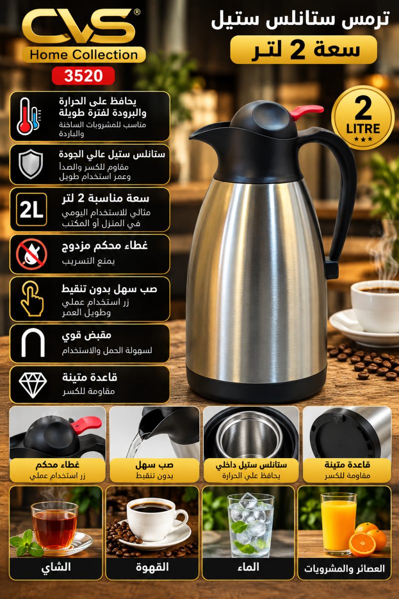 ترمس ستانلس ستيل DN 3520 – سعة 2 لتر
